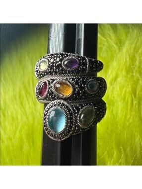 Judith Ripka Sterling Silver Black Spinel Multi-Gemstone Snake Wrap Ring